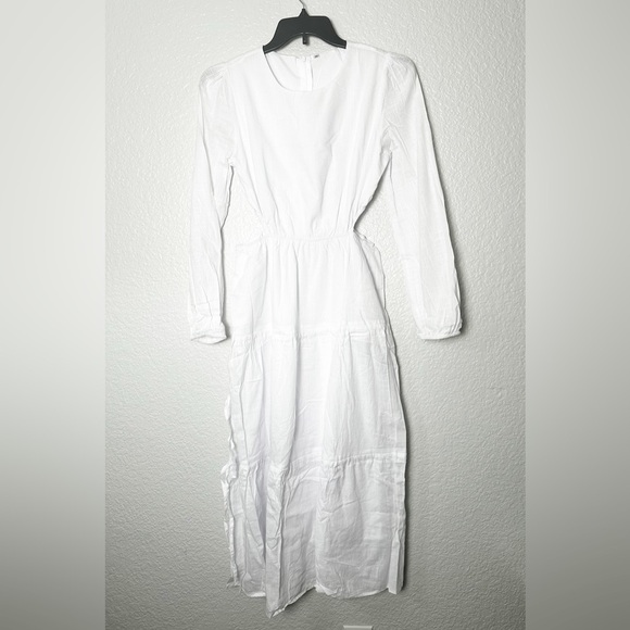 NWOT Amazon White Cutout Long Sleeve Tier Dress - Picture 2 of 4
